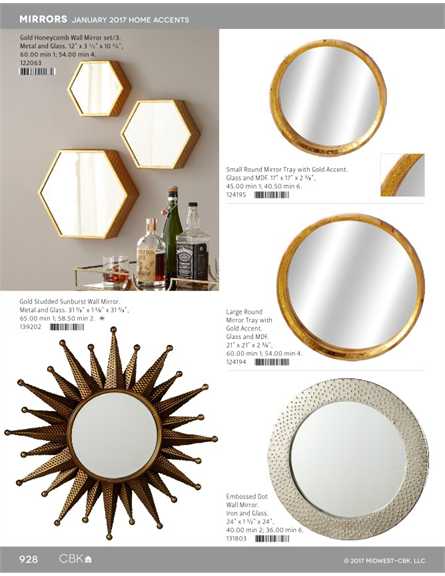 124195 Small Round Mirror Tray With G
