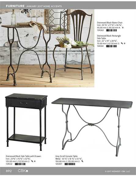 134532 Distressed Black Side Table Wi